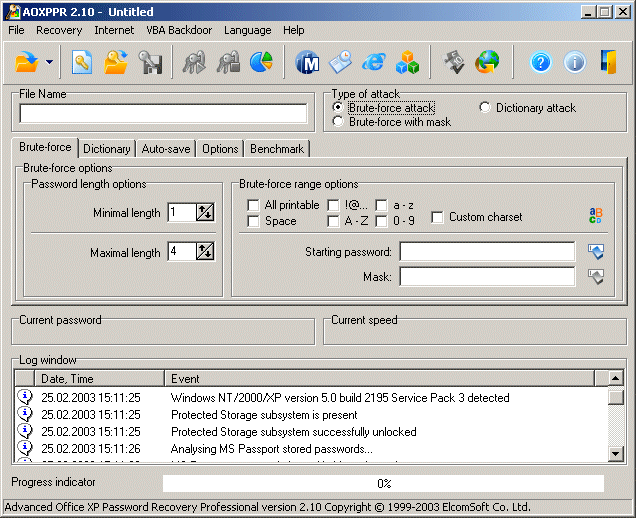 Advanced Office XP Password Recovery Std Screenshot
